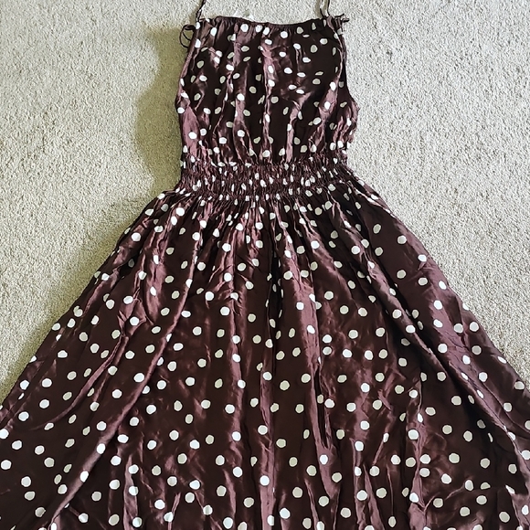 LOFT Brown and White Polka Dot Womens Dress - Picture 5 of 9